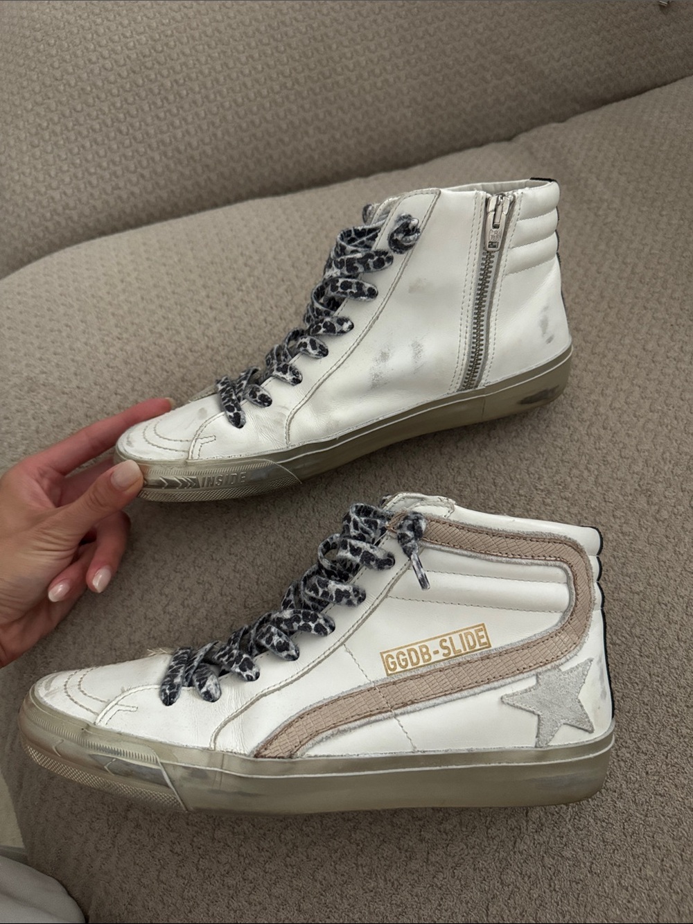 Golden Goose GGDB-Slide White High-Top Sneakers